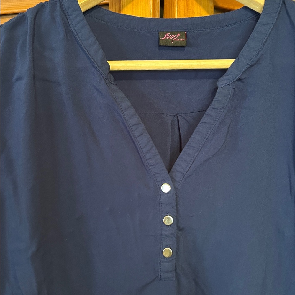 Inso Navy Button-Up Blouse - Picture 5 of 9